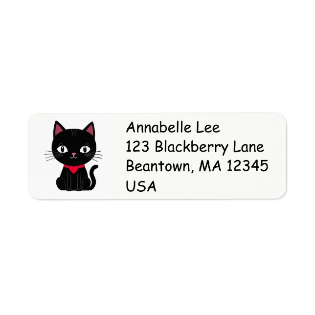 Niedliches Retro-Black-Cat-Etikett (Vorne)