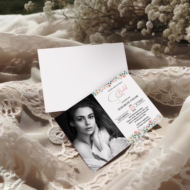 Niedliches Retro Blume Brautparty Foto Einladung (Von Creator hochgeladen)