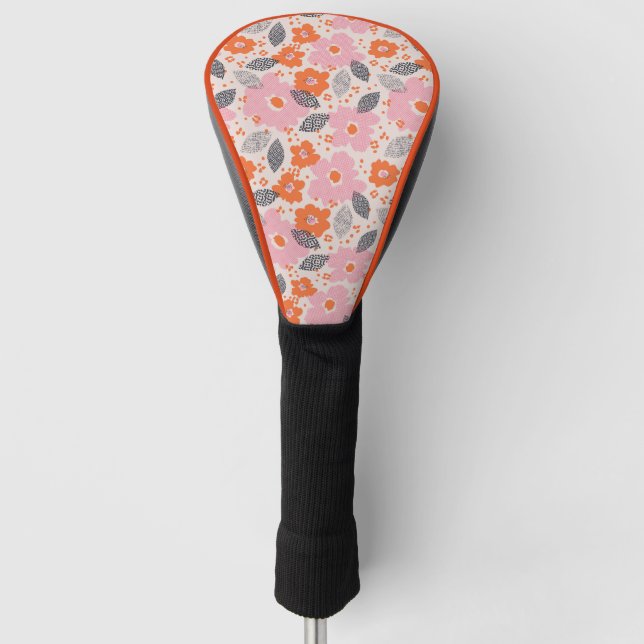 Niedliches Retro Blumenmuster Golf Headcover (Vorderseite)