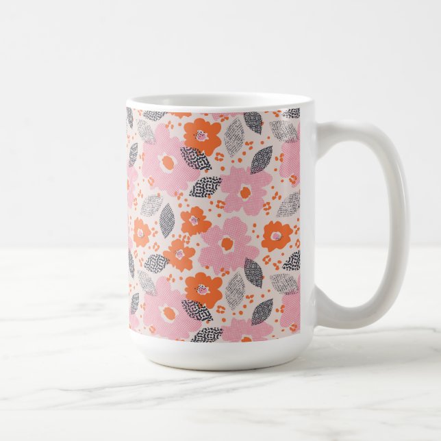 Niedliches Retro Blumenmuster Kaffeetasse (Rechts)