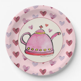 Niedliches Retro Boho Valentine's Day Ladys Tea Pa Pappteller