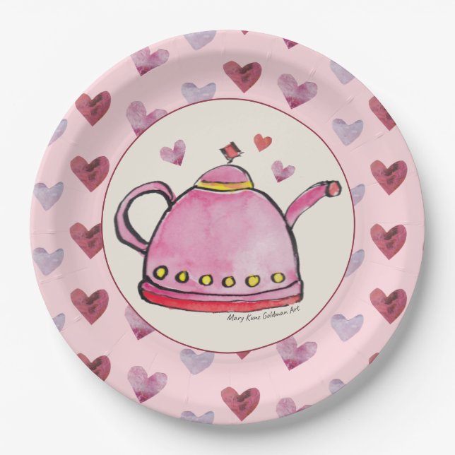 Niedliches Retro Boho Valentine's Day Ladys Tea Pa Pappteller (Vorderseite)