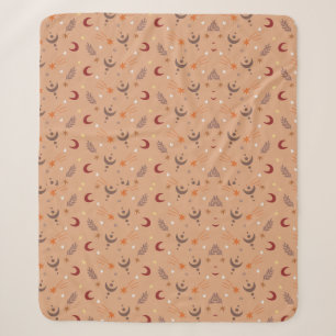 Niedliches Retro Brown Boho Whimsisches Muster Sherpadecke