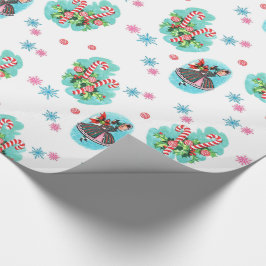 Niedliches Retro Candy Cane Weihnachtswrapping Pap Geschenkpapier