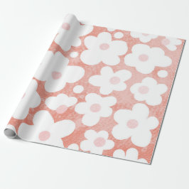 Niedliches Retro Daisy Muster Rosa Terrakotta auf  Geschenkpapier