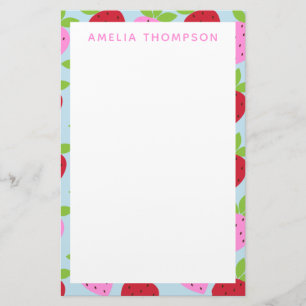 Niedliches Retro Erdbeeren Fruchtmuster Personalis Briefpapier