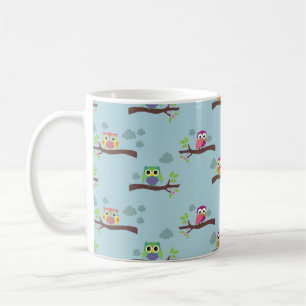 Niedliches Retro Eulen-Muster Kaffeetasse
