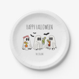 Niedliches Retro-Geist und Cocktails Happy Hallowe Pappteller