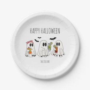 Niedliches Retro-Geist und Cocktails Happy Hallowe Pappteller