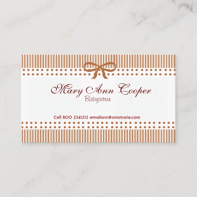 Niedliches Retro gestreiftes Visitenkarte (Vorderseite)