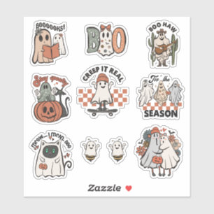 Niedliches Retro-Halloween-Ghost-Sticker-Pack Aufkleber