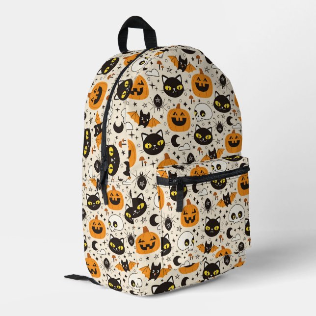 Niedliches Retro Halloween-Muster Bedruckter Rucksack (Rückseitige Ecke links)