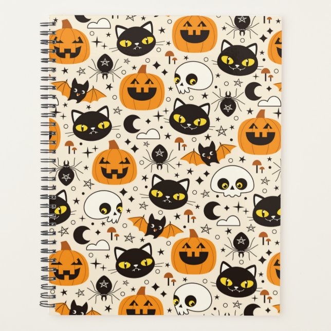 Niedliches Retro Halloween-Muster Planer (Vorderseite)