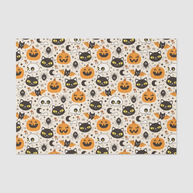 Niedliches Retro Halloween-Muster Seidenpapier (Vorderseite)