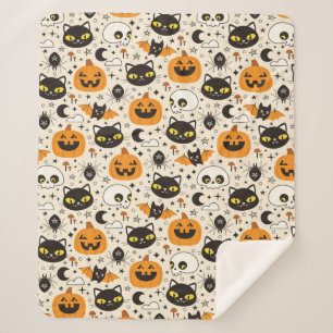 Niedliches Retro Halloween-Muster Sherpadecke