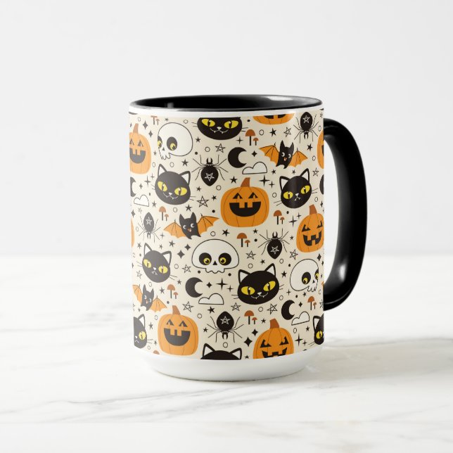 Niedliches Retro Halloween-Muster Tasse (VorderseiteRechts)