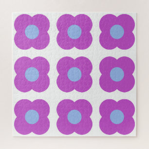 Niedliches Retro Mod Pop Blume Muster in Lila Puzzle