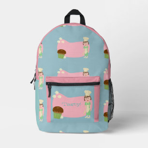 Niedliches Retro-Muffin-Baker-Cartoon-Design Bedruckter Rucksack