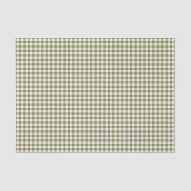 Niedliches Retro Olive Green Gingham Kariertes Mus Seidenpapier (Vorderseite)