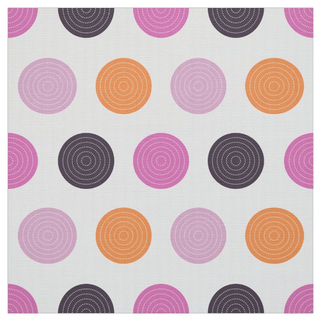 Niedliches Retro Orange Lila Pink Polka Dot Muster Stoff (Muster)