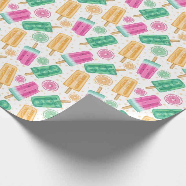 Niedliches Retro Pastell Ice Creme Muster Geschenkpapier (Ecke)