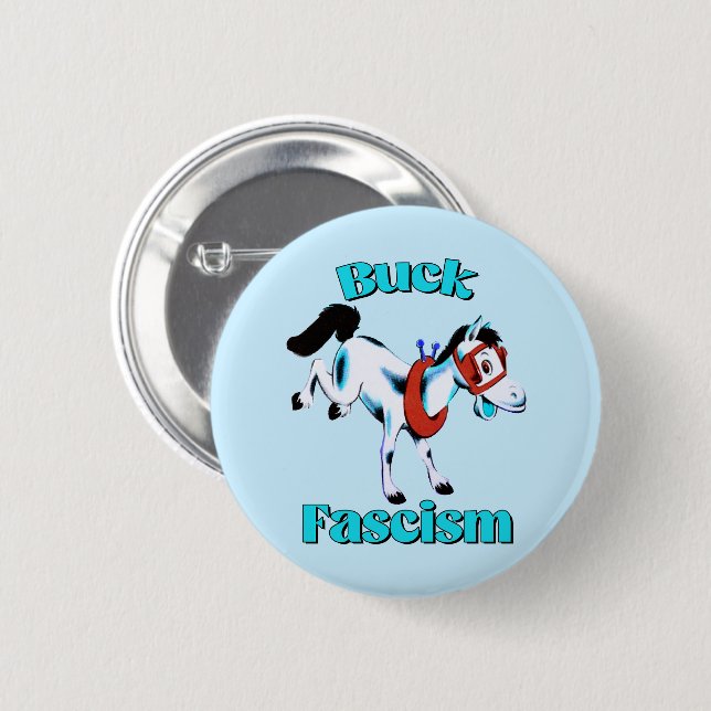 Niedliches Retro-Pferd - Buck-Faschismus Button (Vorne & Hinten)