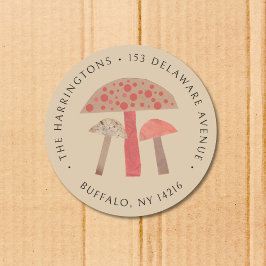 Niedliches Retro-Pilz-Rücksendesiegel Runder Aufkleber