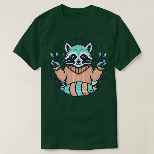 Niedliches Retro-Raccoon mit T-Shirt (Design vorne)