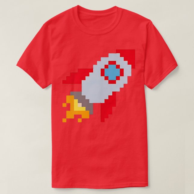 Niedliches Retro-Raketenschiff in gepielter Bauwei T-Shirt (Design vorne)
