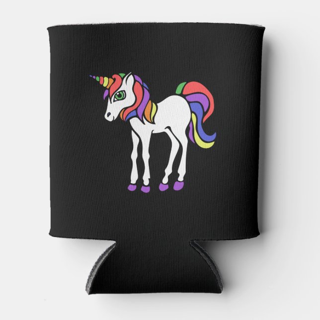 Niedliches Retro-Regenbogenunikorn Dosenkühler (Vorderseite)