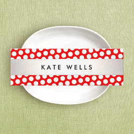 Niedliches Retro-Rot-Weiß-Polka-Dottern-Muster Mini Visitenkarte