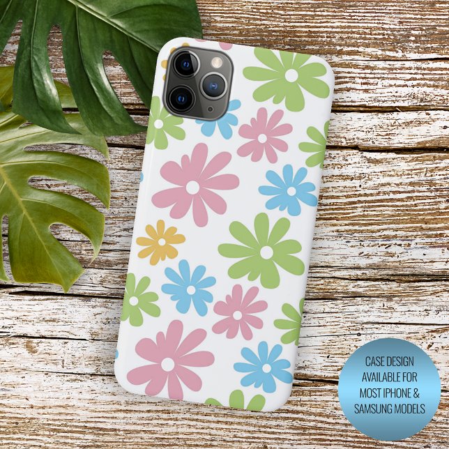 Niedliches Retro Sommerliche Farben Blume Muster Case-Mate iPhone Hülle (Von Creator hochgeladen)