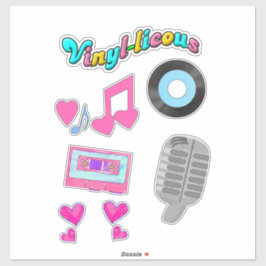 Niedliches Retro Style Music Cartoon Fun Design Se Aufkleber