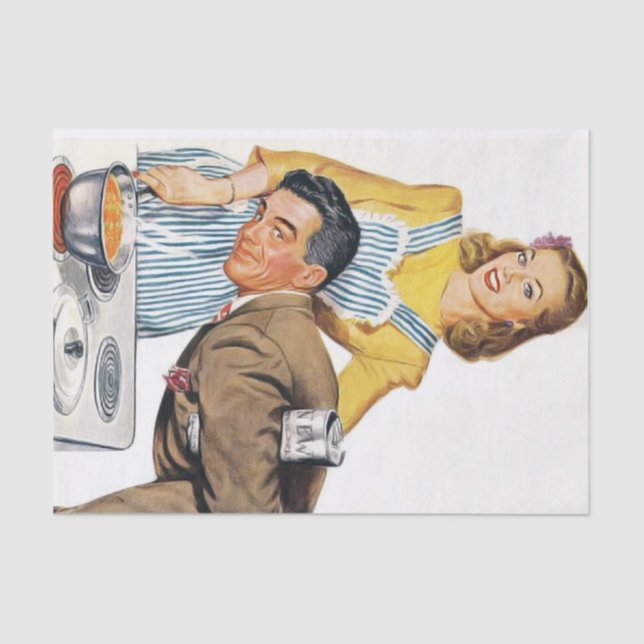 niedliches Retro-Vintag-Cooking-Dame-Deco Seidenpapier (Vorderseite)