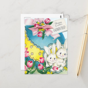 niedliches Retro Vintag Großkind Osterhase Postkarte