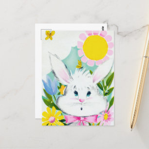 niedliches Retro Vintag Osterhase Postkarte