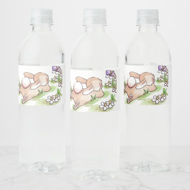 niedliches Retro-Vintag Osterhase Wasserflaschenetikett (Flaschen)