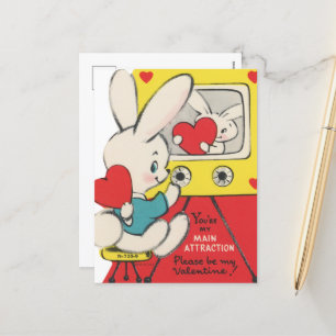 Niedliches Retro Vintag Valentine Hase Feiertagspostkarte
