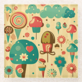 Niedliches Retro-Vintages Eis Glasuntersetzer