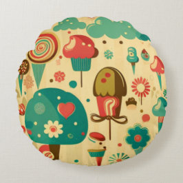 Niedliches Retro-Vintages Eis Rundes Kissen