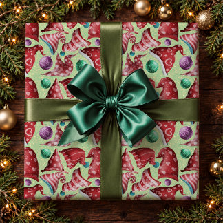 Niedliches Retro-Vintages Gnome-Muster Geschenkpapier