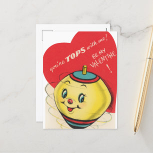 Niedliches Retro-Vintages Oberteil Valentine Feiertagspostkarte