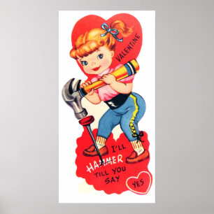 Niedliches retro Vintages Valentineplakat Poster