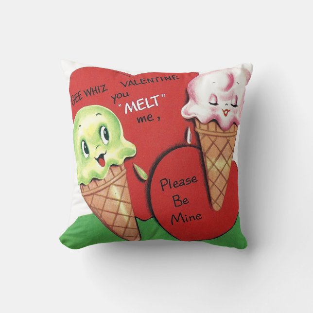 Niedliches Retro-Vintages Valentinische Dekor Kissen (Vorderseite)