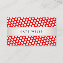 Niedliches Retrostil, Rot und Weiß Polka Dot Muste Visitenkarte