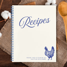 Niedliches Rezept Blaues botanisches Huhn Custom F Notizbuch