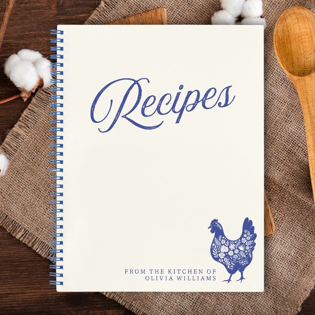 Niedliches Rezept Blaues botanisches Huhn Custom F Notizbuch (Von Creator hochgeladen)