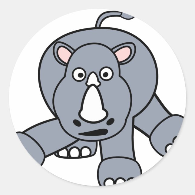 Niedliches Rhino-Design Runder Aufkleber (Vorderseite)