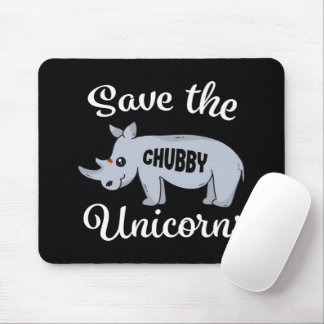 Niedliches Rhino Rettete Die Chubby Unicorns Mousepad