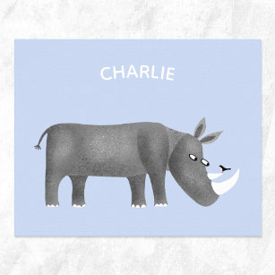 Niedliches Rhinoceros Personalisiert Poster
